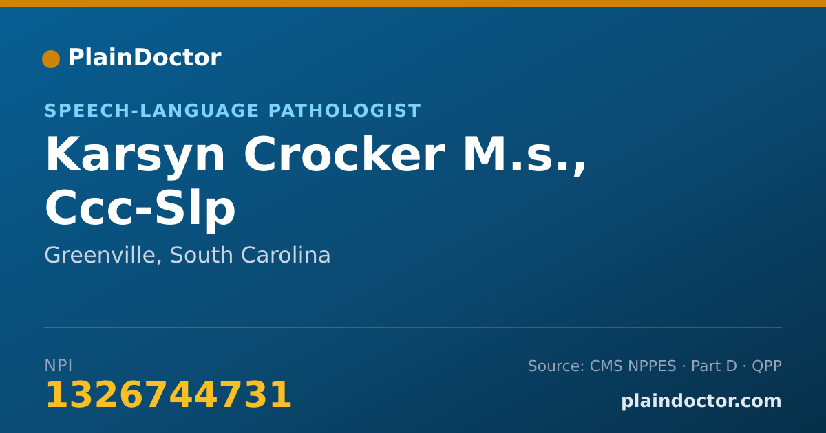 Shareable card for Karsyn Crocker M.s., Ccc-Slp - Speech-Language Pathologist, Greenville, SC