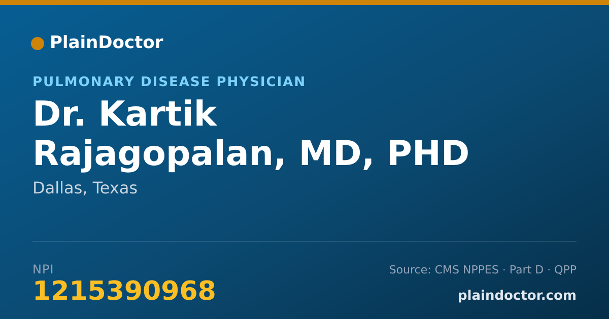 Shareable card for Kartik Rajagopalan, MD, PHD - Pulmonary Disease Physician, Dallas, TX