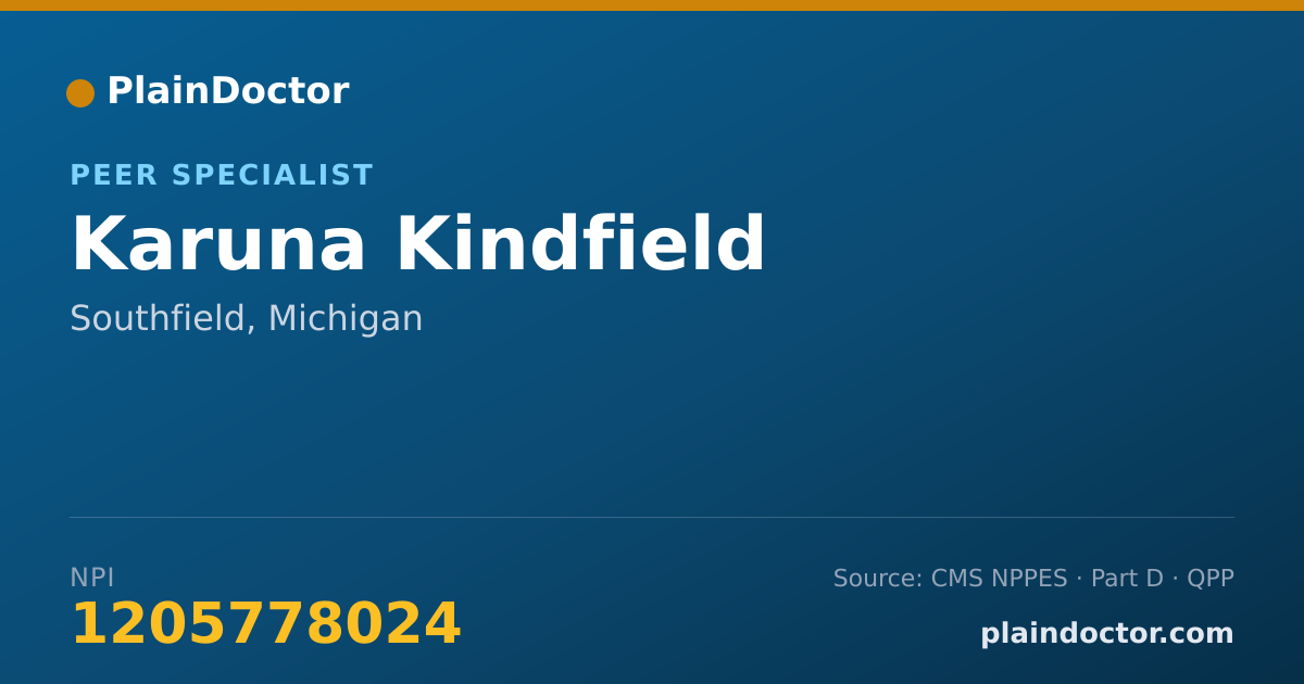 Shareable card for Karuna Kindfield - Peer Specialist, Southfield, MI