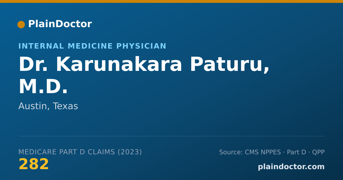 Shareable card for Karunakara Paturu, M.D. - Internal Medicine Physician, Austin, TX