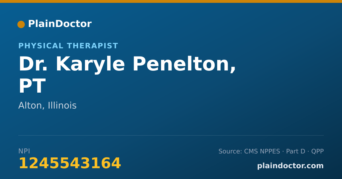 Shareable card for Karyle Penelton, PT - Physical Therapist, Alton, IL