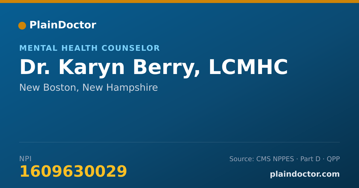 Shareable card for Karyn Berry, LCMHC - Mental Health Counselor, New Boston, NH