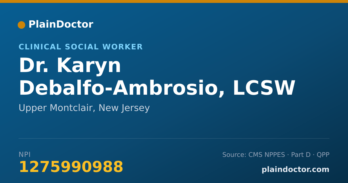 Shareable card for Karyn Debalfo-Ambrosio, LCSW - Clinical Social Worker, Upper Montclair, NJ