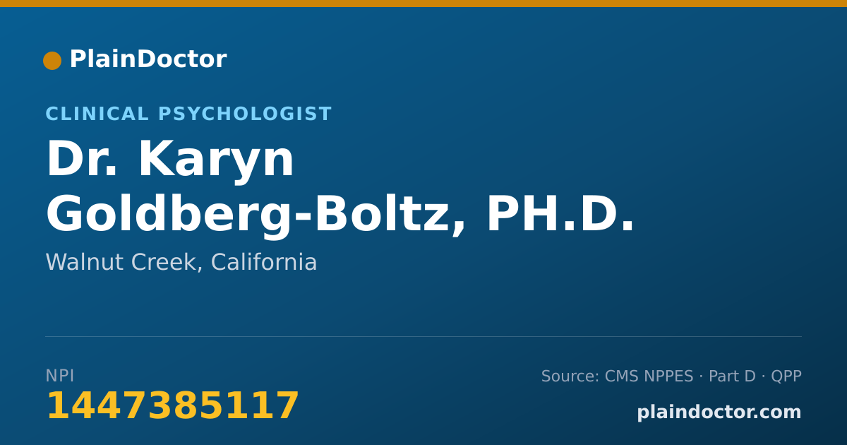 Shareable card for Karyn Goldberg-Boltz, PH.D. - Clinical Psychologist, Walnut Creek, CA