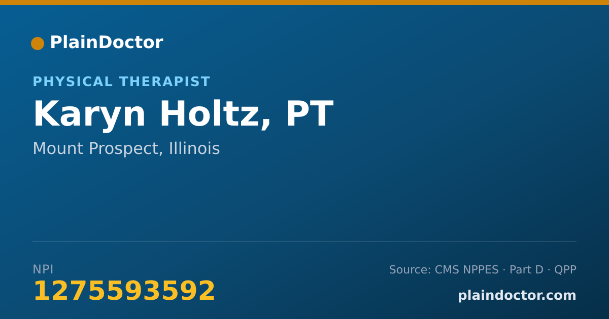 Shareable card for Karyn Holtz, PT - Physical Therapist, Mount Prospect, IL
