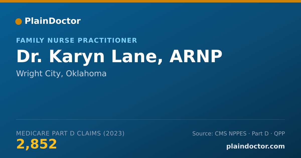 Shareable card for Karyn Lane, ARNP - Family Nurse Practitioner, Wright City, OK
