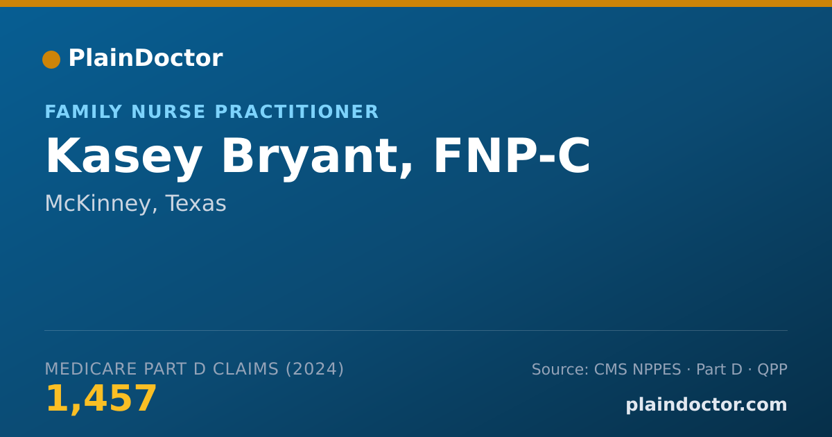 Shareable card for Kasey Bryant, FNP-C - Family Nurse Practitioner, McKinney, TX