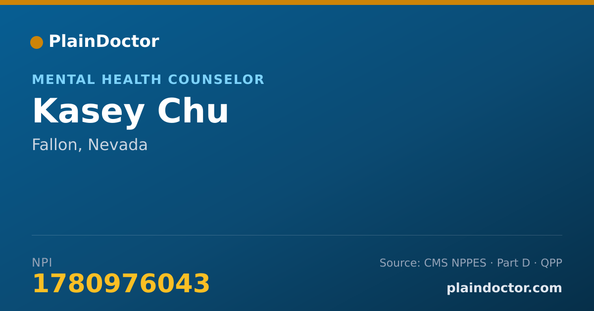 Shareable card for Kasey Chu - Mental Health Counselor, Fallon, NV