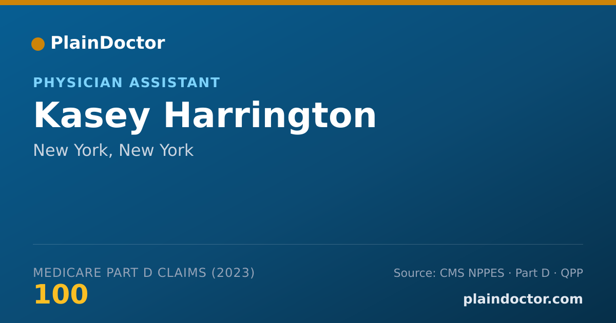 Shareable card for Kasey Harrington - Physician Assistant, New York, NY