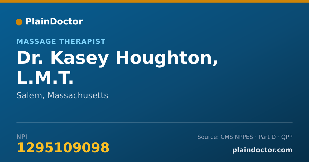 Shareable card for Kasey Houghton, L.M.T. - Massage Therapist, Salem, MA