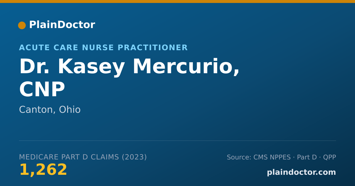 Shareable card for Kasey Mercurio, CNP - Acute Care Nurse Practitioner, Canton, OH