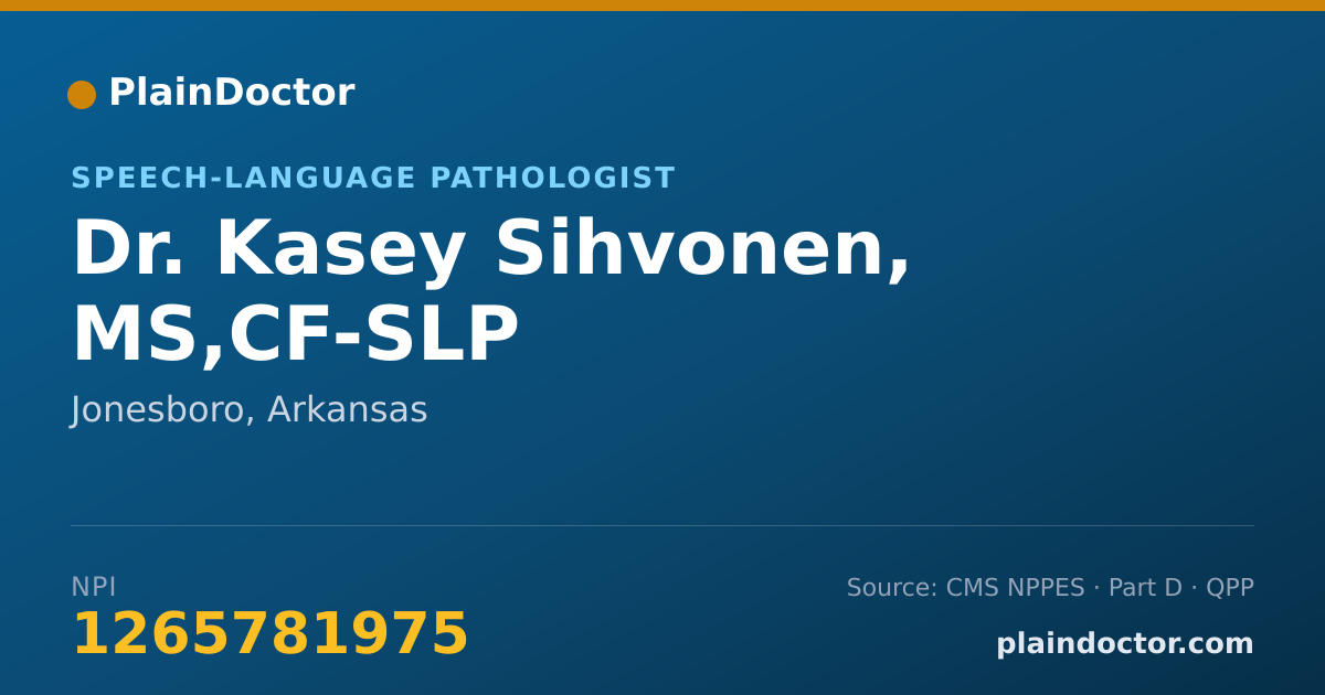 Shareable card for Kasey Sihvonen, MS,CF-SLP - Speech-Language Pathologist, Jonesboro, AR