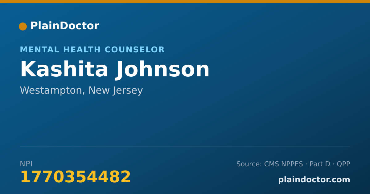 Shareable card for Kashita Johnson - Mental Health Counselor, Westampton, NJ