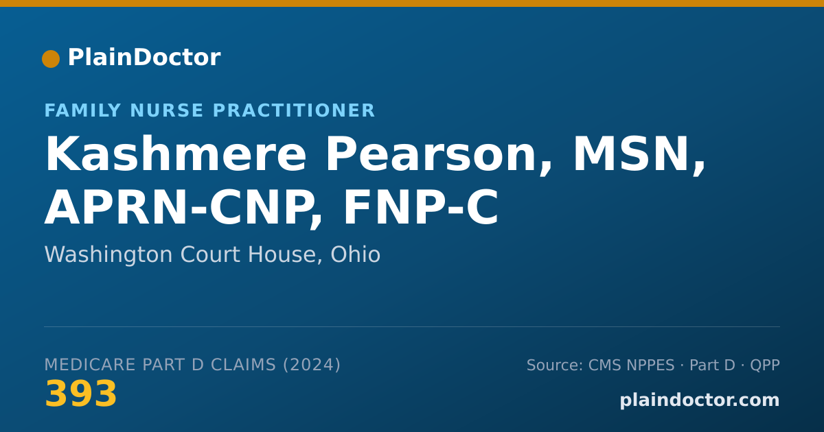 Shareable card for Kashmere Pearson, MSN, APRN-CNP, FNP-C - Family Nurse Practitioner, Washington Court House, OH