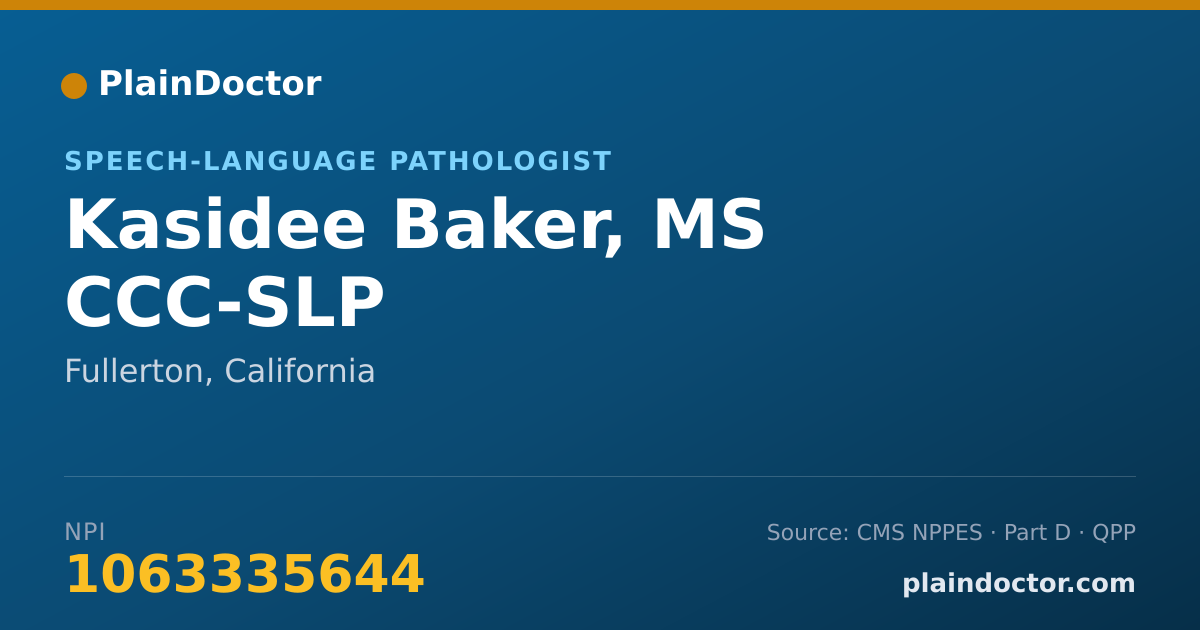 Shareable card for Kasidee Baker, MS CCC-SLP - Speech-Language Pathologist, Fullerton, CA