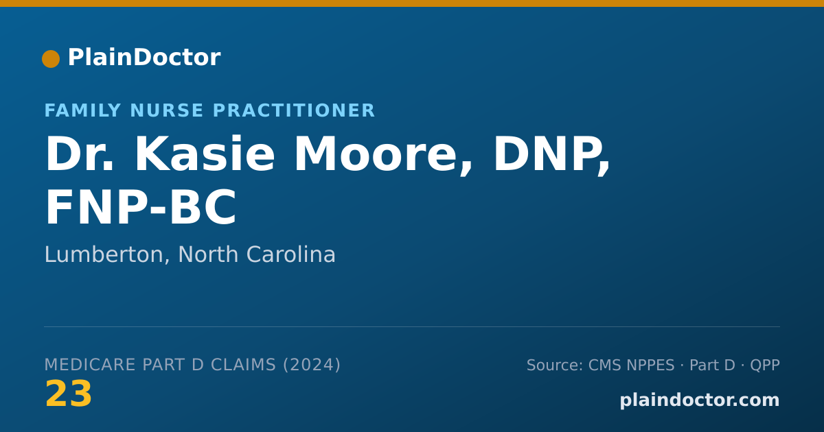 Shareable card for Kasie Moore, DNP, FNP-BC - Family Nurse Practitioner, Lumberton, NC