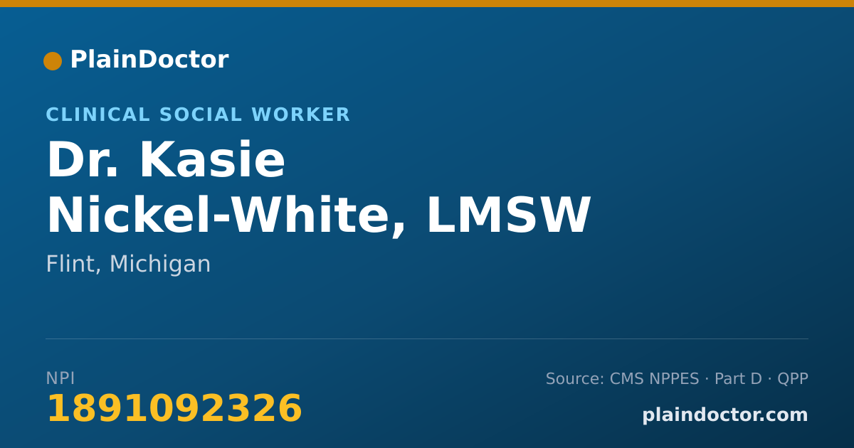 Shareable card for Kasie Nickel-White, LMSW - Clinical Social Worker, Flint, MI