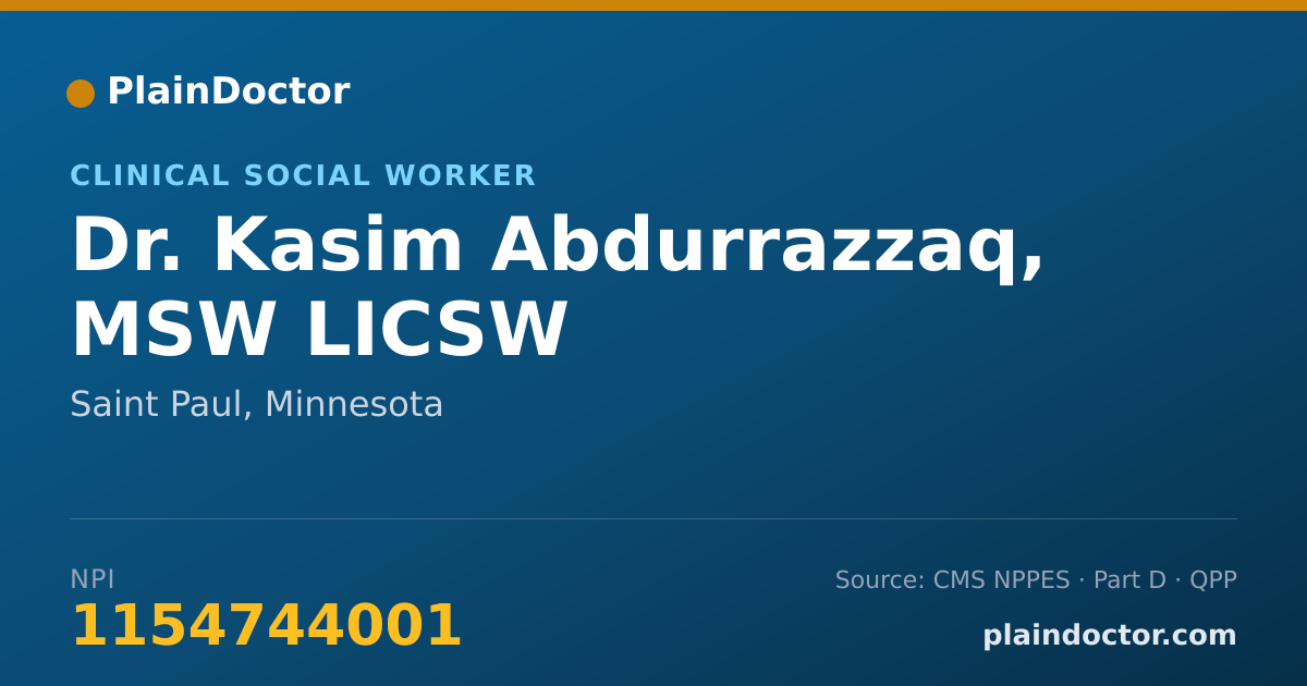 Shareable card for Kasim Abdurrazzaq, MSW LICSW - Clinical Social Worker, Saint Paul, MN