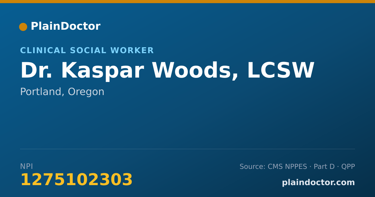 Shareable card for Kaspar Woods, LCSW - Clinical Social Worker, Portland, OR