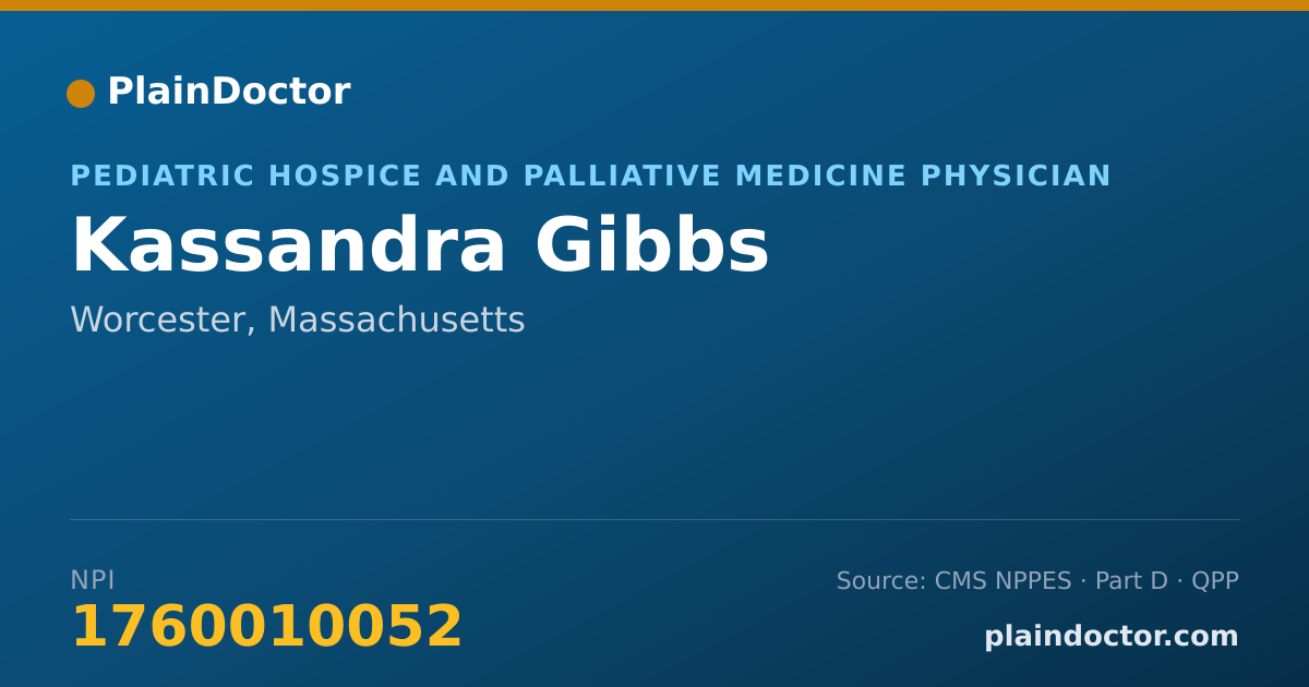Shareable card for Kassandra Gibbs - Pediatric Hospice and Palliative Medicine Physician, Worcester, MA