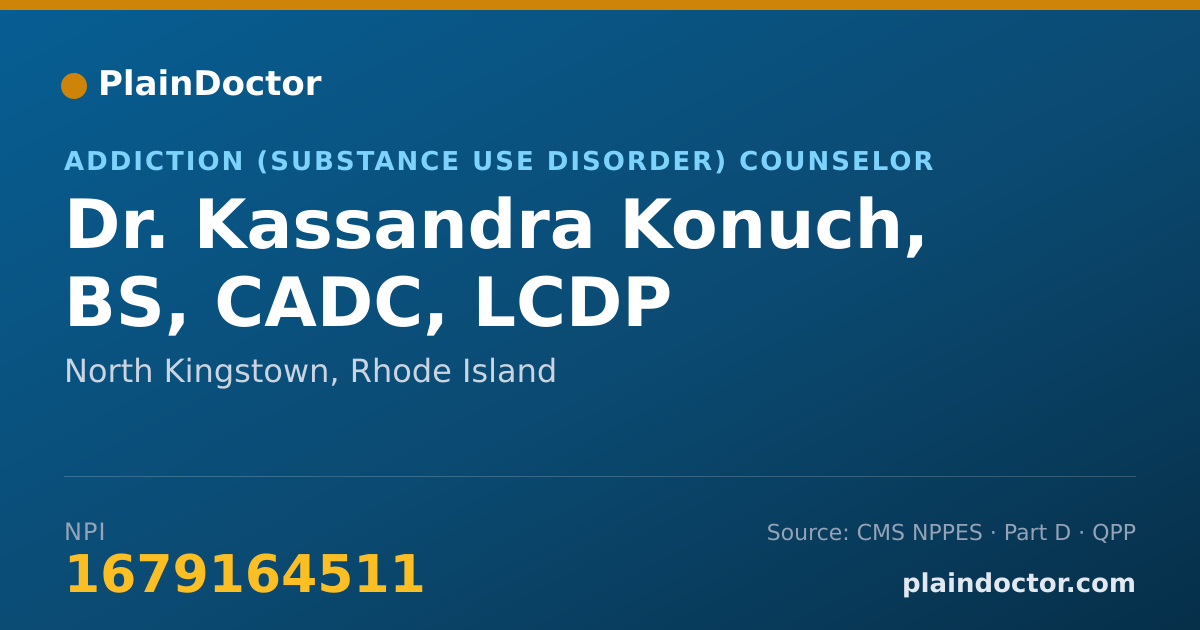 Shareable card for Kassandra Konuch, BS, CADC, LCDP - Addiction (Substance Use Disorder) Counselor, North Kingstown, RI