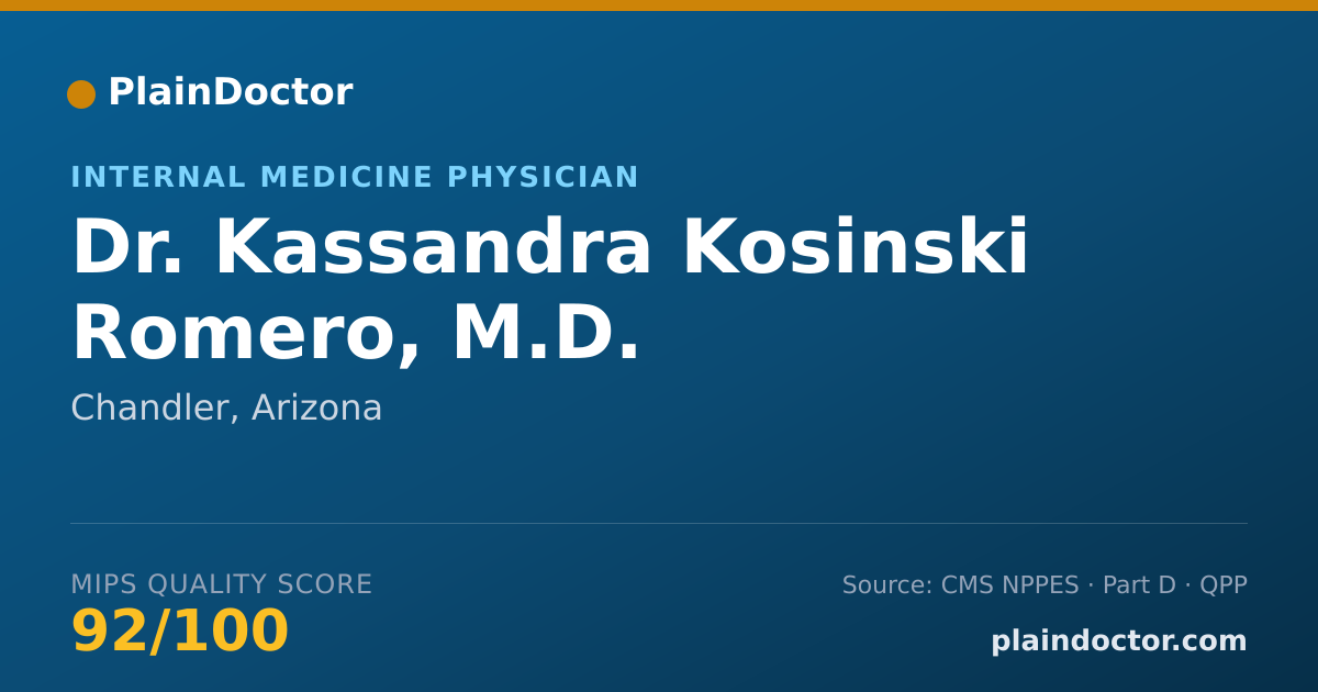 Shareable card for Kassandra Kosinski Romero, M.D. - Internal Medicine Physician, Chandler, AZ