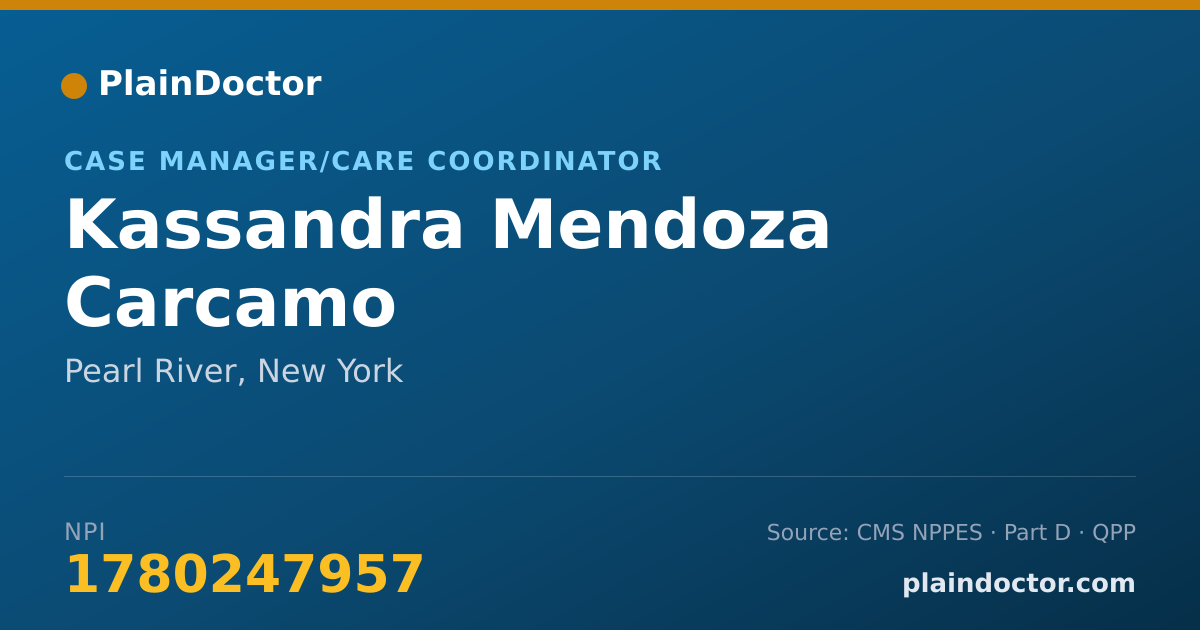 Shareable card for Kassandra Mendoza Carcamo - Case Manager/Care Coordinator, Pearl River, NY