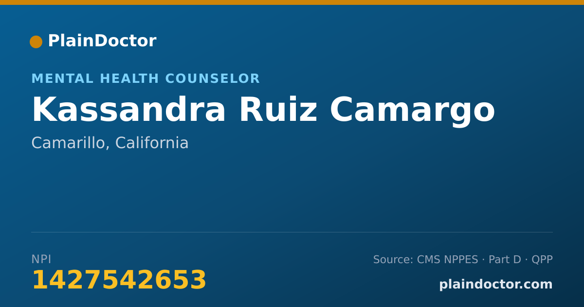Shareable card for Kassandra Ruiz Camargo - Mental Health Counselor, Camarillo, CA