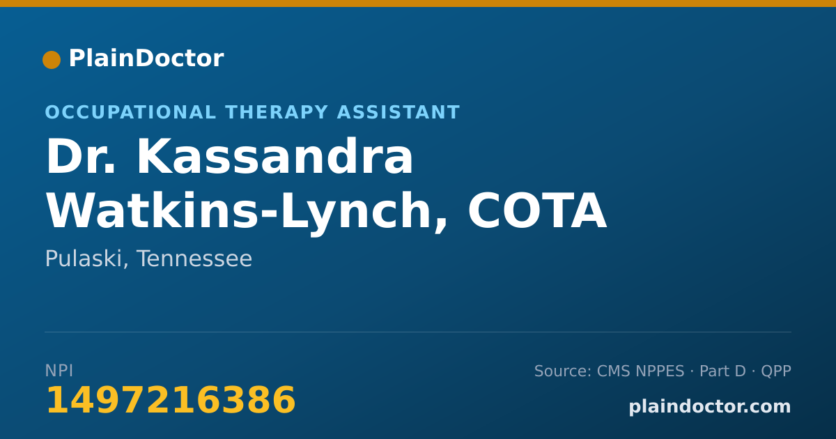 Shareable card for Kassandra Watkins-Lynch, COTA - Occupational Therapy Assistant, Pulaski, TN