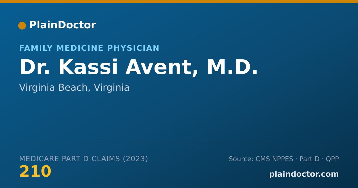 Shareable card for Kassi Avent, M.D. - Family Medicine Physician, Virginia Beach, VA