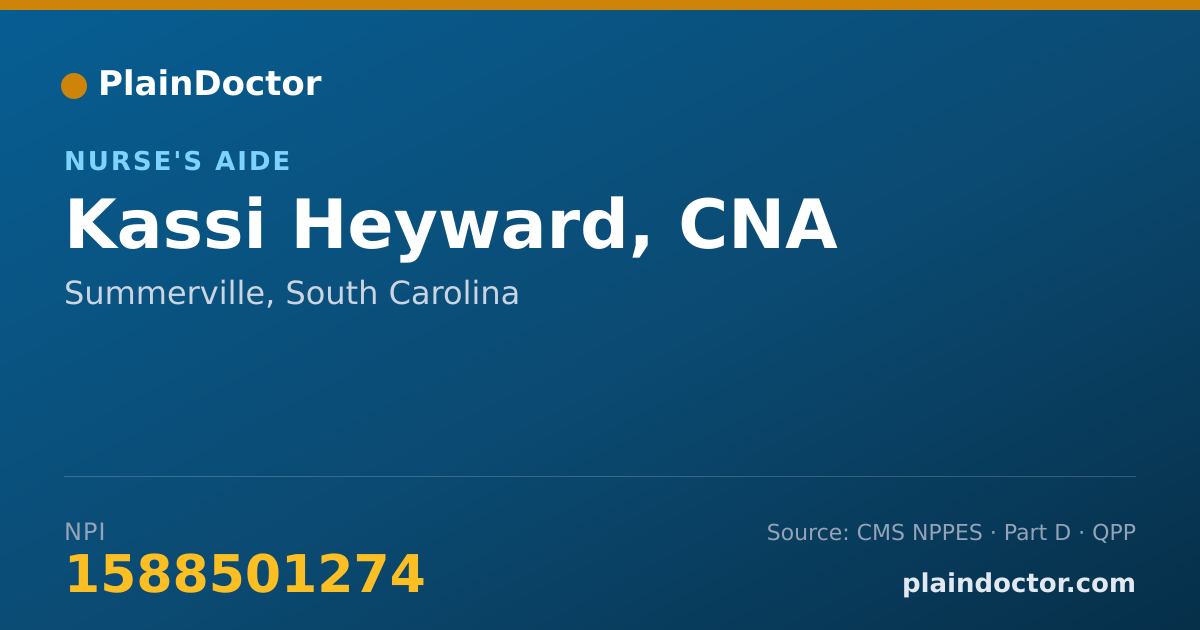 Shareable card for Kassi Heyward, CNA - Nurse's Aide, Summerville, SC