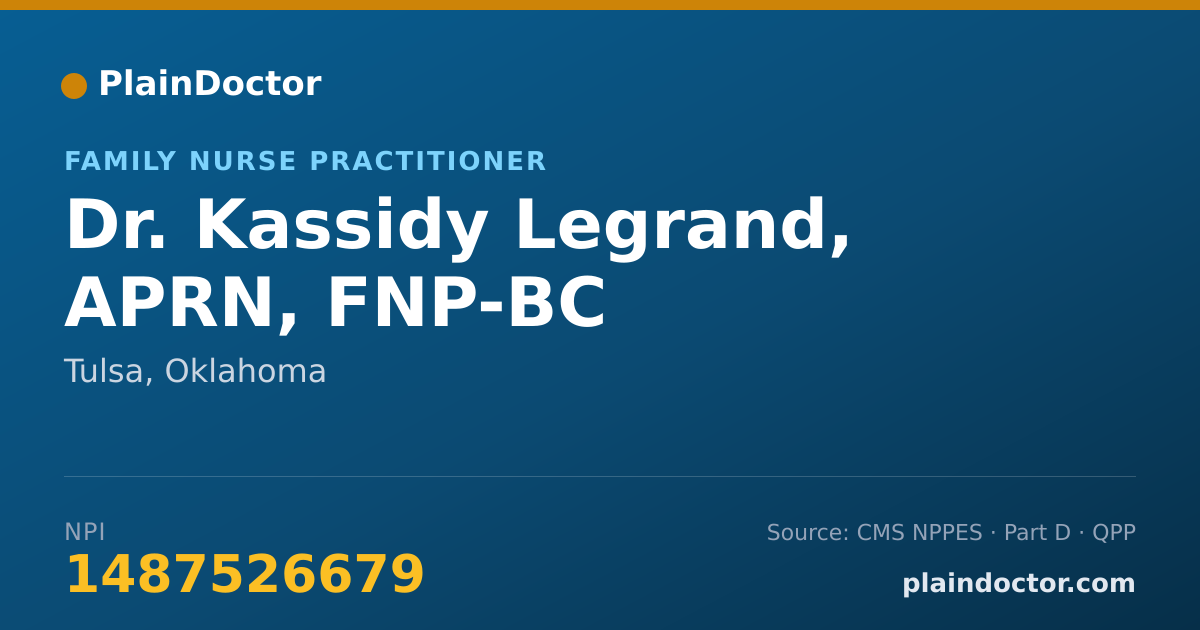 Shareable card for Kassidy Legrand, APRN, FNP-BC - Family Nurse Practitioner, Tulsa, OK
