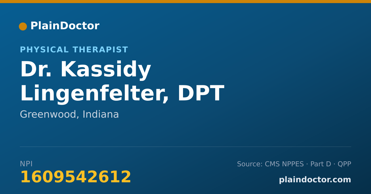 Shareable card for Kassidy Lingenfelter, DPT - Physical Therapist, Greenwood, IN