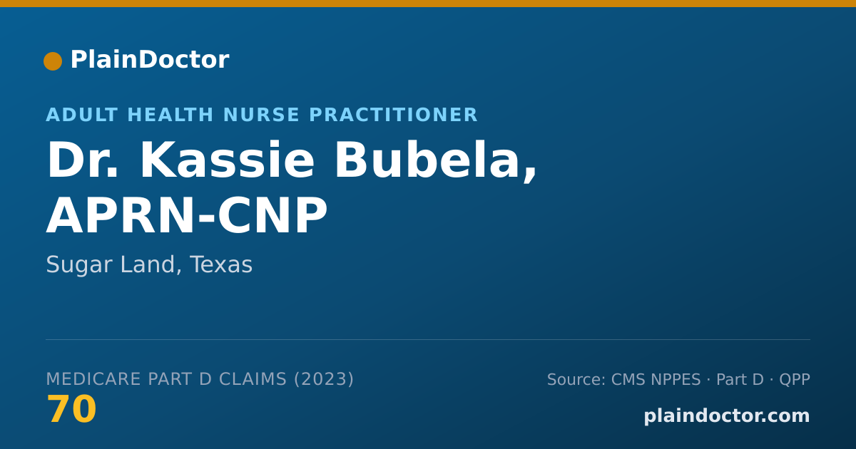 Shareable card for Kassie Bubela, APRN-CNP - Adult Health Nurse Practitioner, Sugar Land, TX