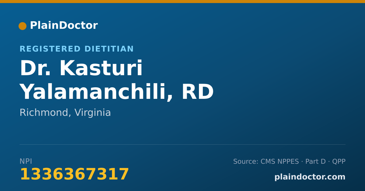 Shareable card for Kasturi Yalamanchili, RD - Registered Dietitian, Richmond, VA
