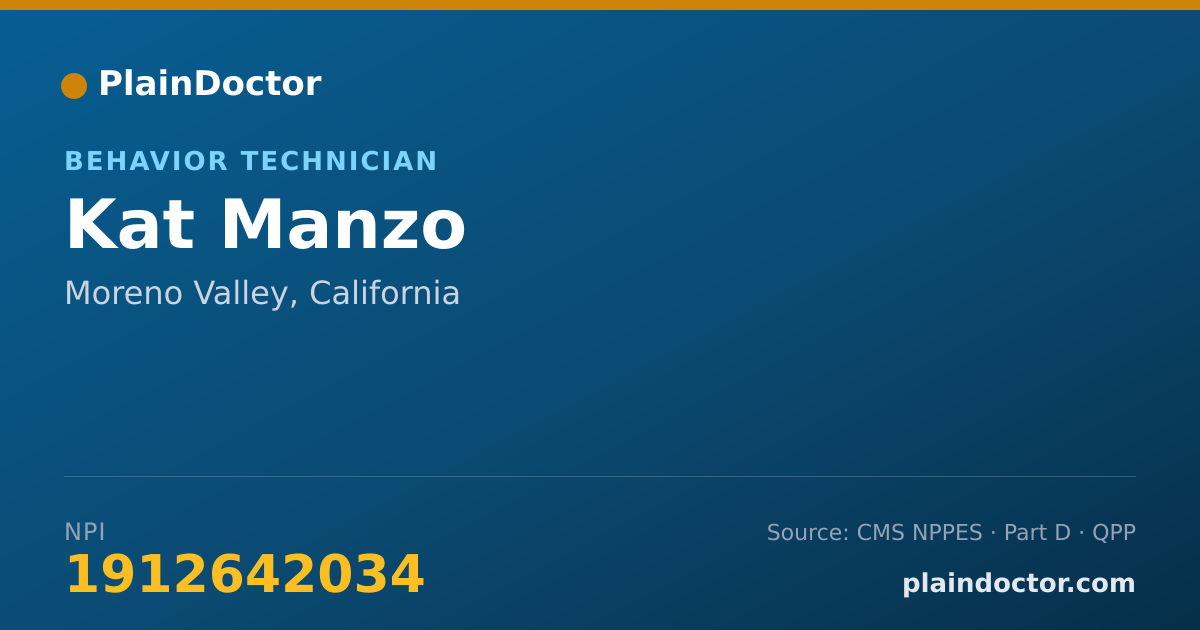 Shareable card for Kat Manzo - Behavior Analyst, Moreno Valley, CA