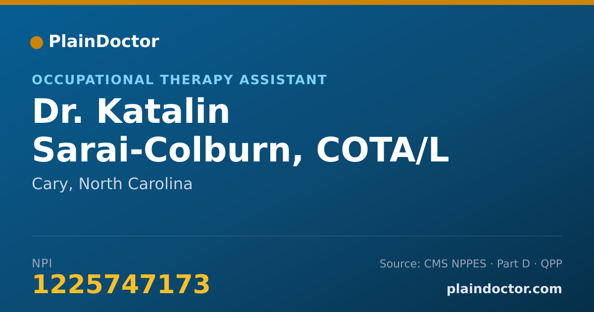 Shareable card for Katalin Sarai-Colburn, COTA/L - Occupational Therapy Assistant, Cary, NC