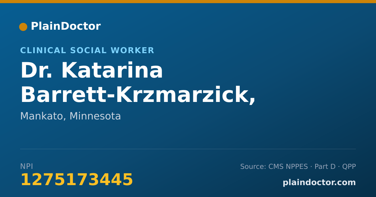 Shareable card for Katarina Barrett-Krzmarzick, MSW, LICSW - Clinical Social Worker, Mankato, MN
