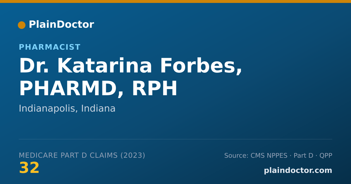 Shareable card for Katarina Forbes, PHARMD, RPH - Pharmacist, Indianapolis, IN
