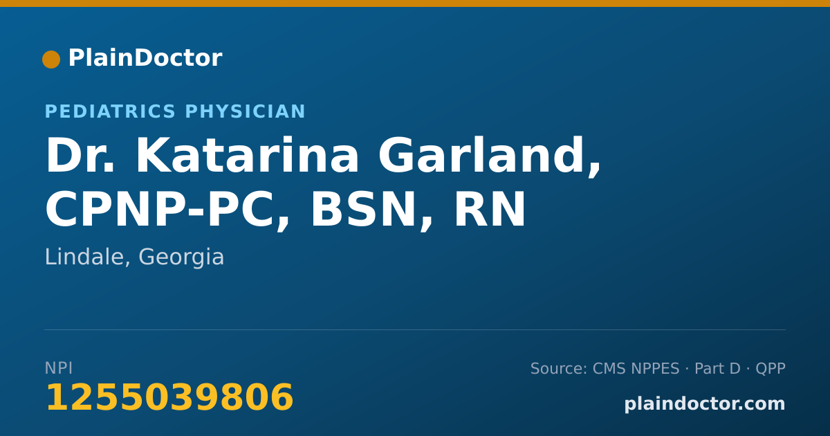 Shareable card for Katarina Garland, CPNP-PC, BSN, RN - Pediatrics Physician, Lindale, GA