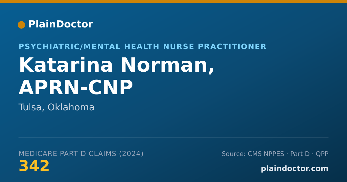Shareable card for Katarina Norman, APRN-CNP - Psychiatric/Mental Health Nurse Practitioner, Tulsa, OK