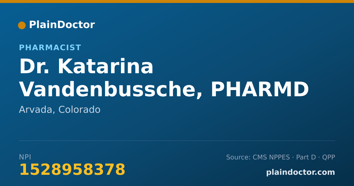 Shareable card for Katarina Vandenbussche, PHARMD - Pharmacist, Arvada, CO