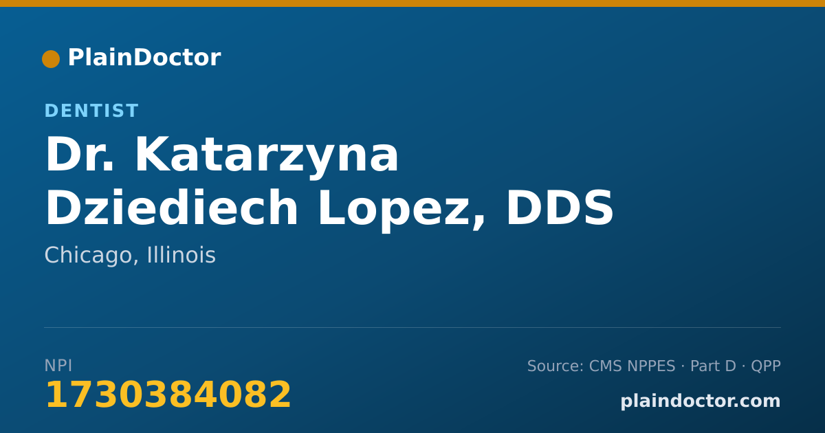 Shareable card for Katarzyna Dziediech Lopez, DDS - Dentist, Chicago, IL