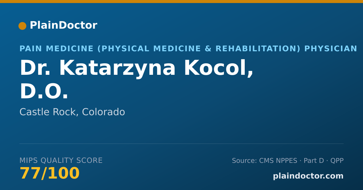 Shareable card for Katarzyna Kocol, D.O. - Pain Medicine (Physical Medicine & Rehabilitation) Physician, Castle Rock, CO
