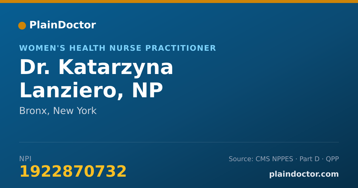 Shareable card for Katarzyna Lanziero, NP - Women's Health Nurse Practitioner, Bronx, NY