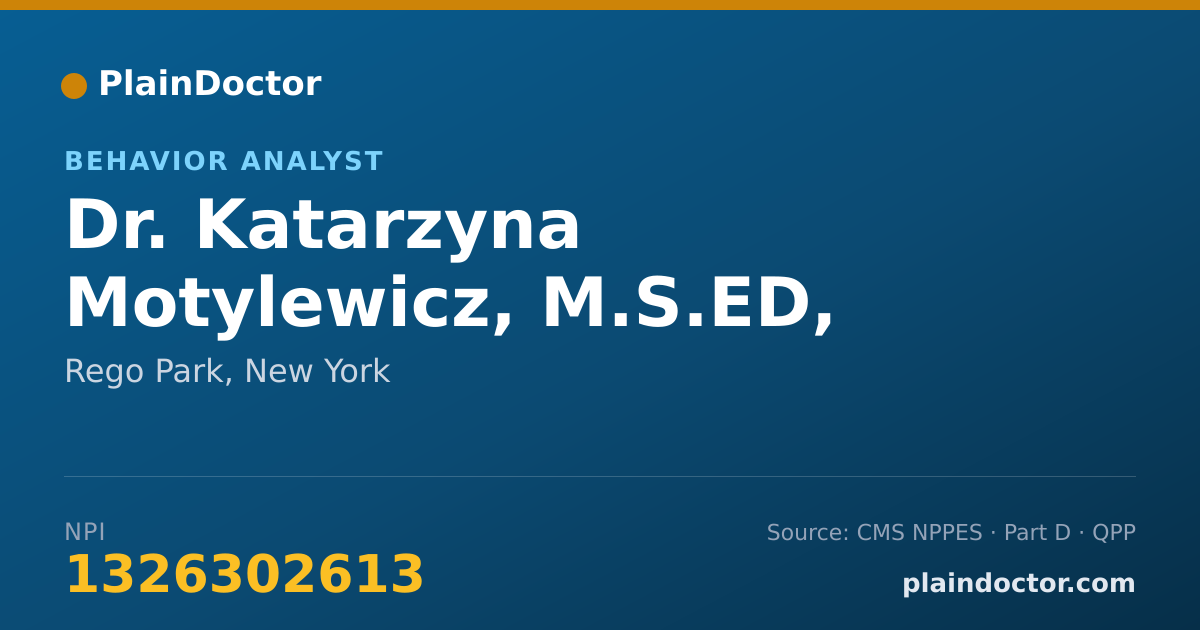 Shareable card for Katarzyna Motylewicz, M.S.ED, BCBA - Behavior Analyst, Rego Park, NY