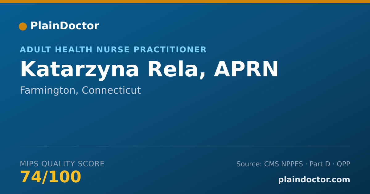 Shareable card for Katarzyna Rela, APRN - Adult Health Nurse Practitioner, Farmington, CT