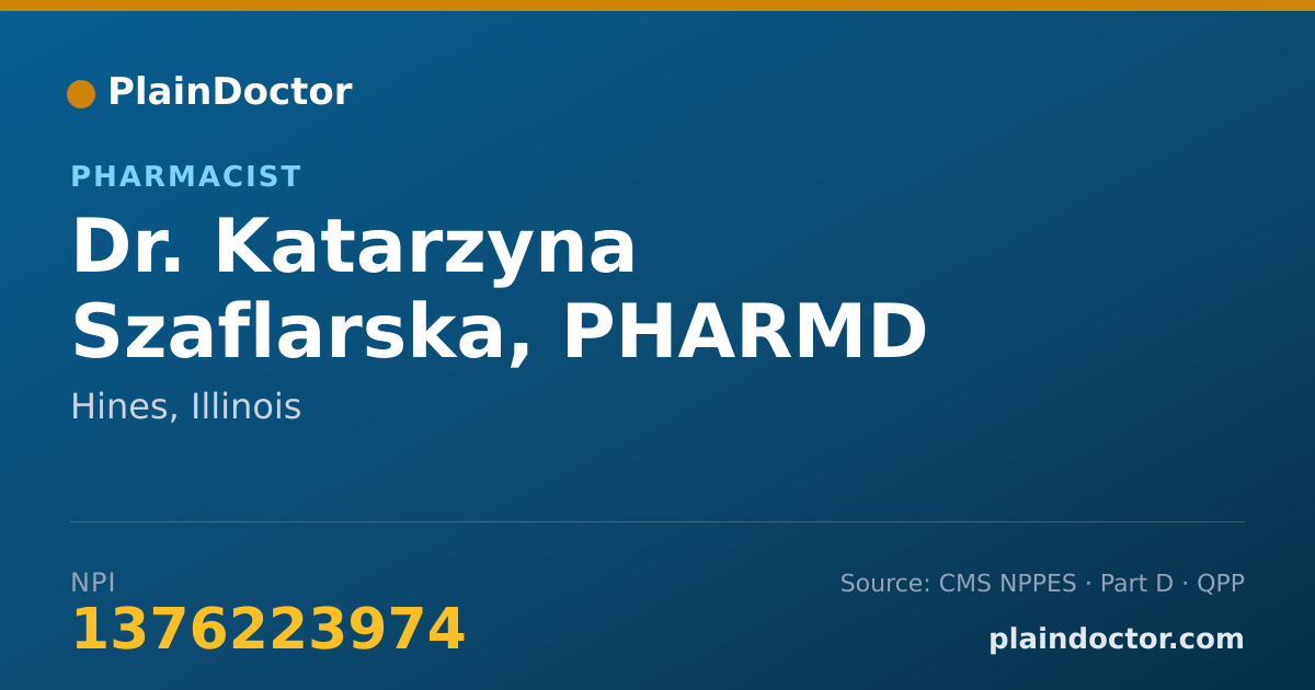 Shareable card for Katarzyna Szaflarska, PHARMD - Pharmacist, Hines, IL
