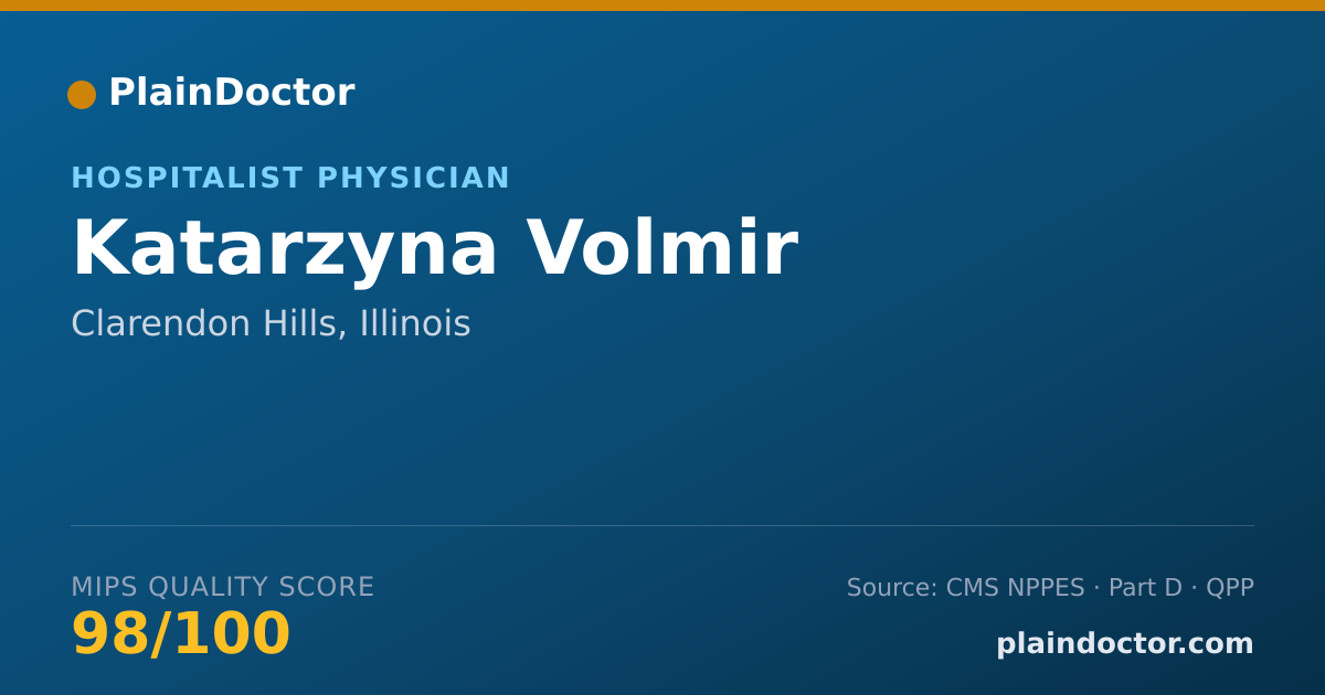 Shareable card for Katarzyna Volmir - Hospitalist Physician, Clarendon Hills, IL