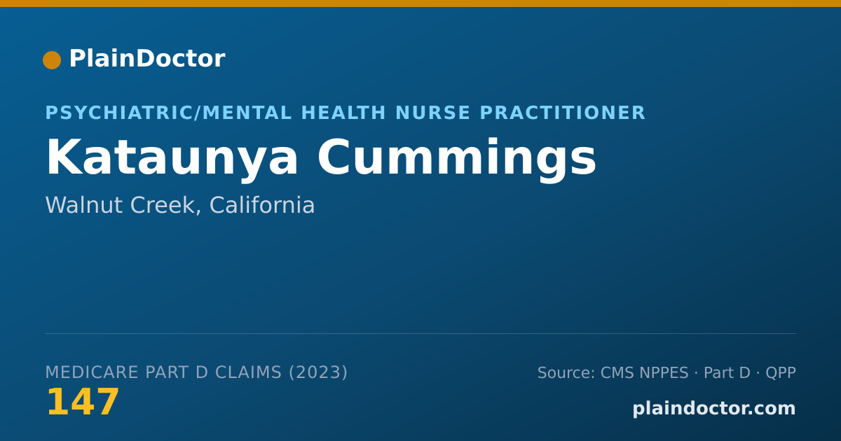 Shareable card for Kataunya Cummings - Psychiatric/Mental Health Nurse Practitioner, Walnut Creek, CA